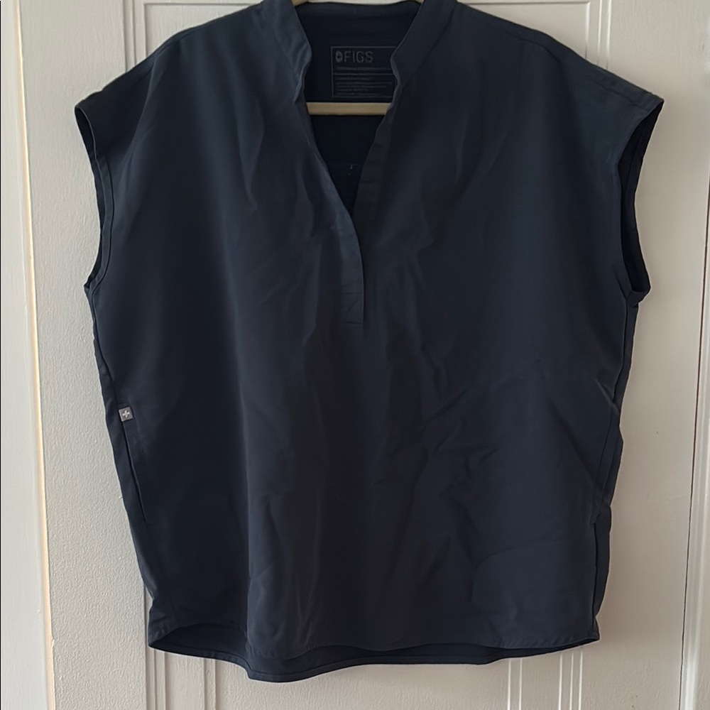 Figs Deep Blue Sleeveless Scrub Top Rafaella